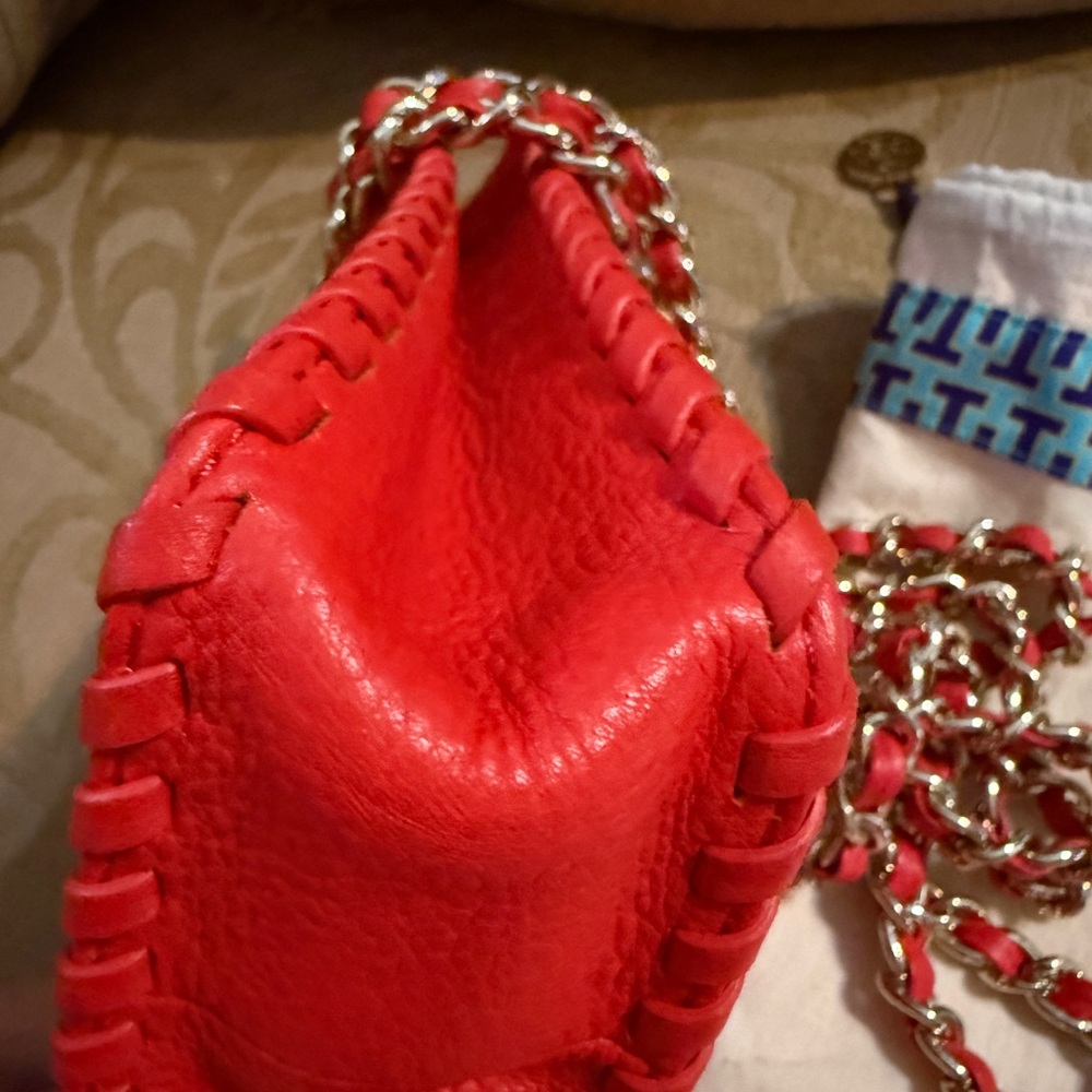 Tory Burch Red Leather Phone Case Crossbody with COA & dust bag in EUC - Picture 8 of 17